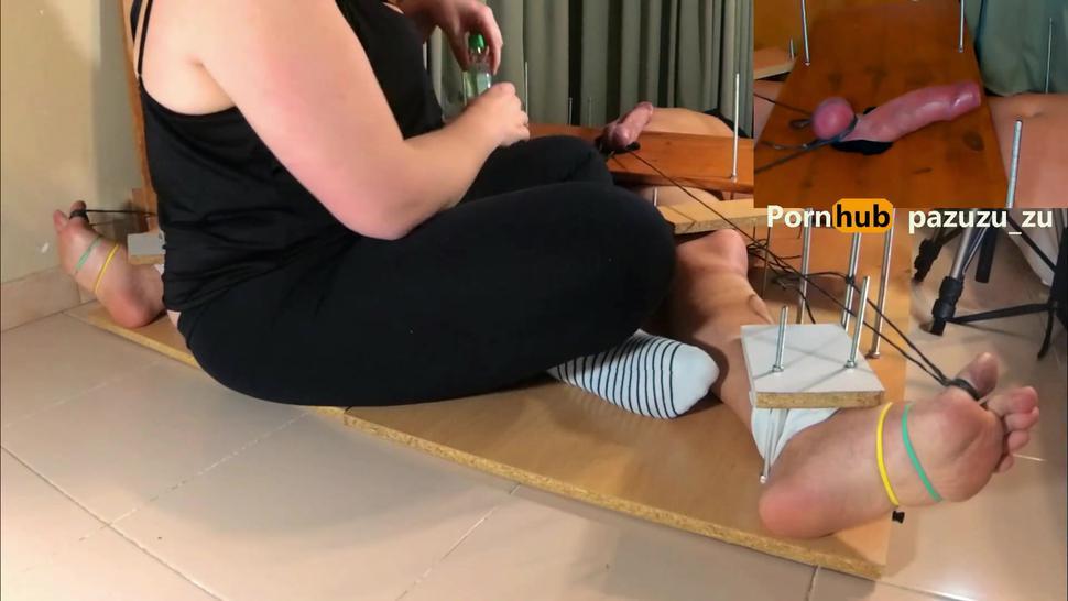 Amateur. If he didn't cum I Torture him. Feet Torture, Feet Tickling and Ruined Orgasm
