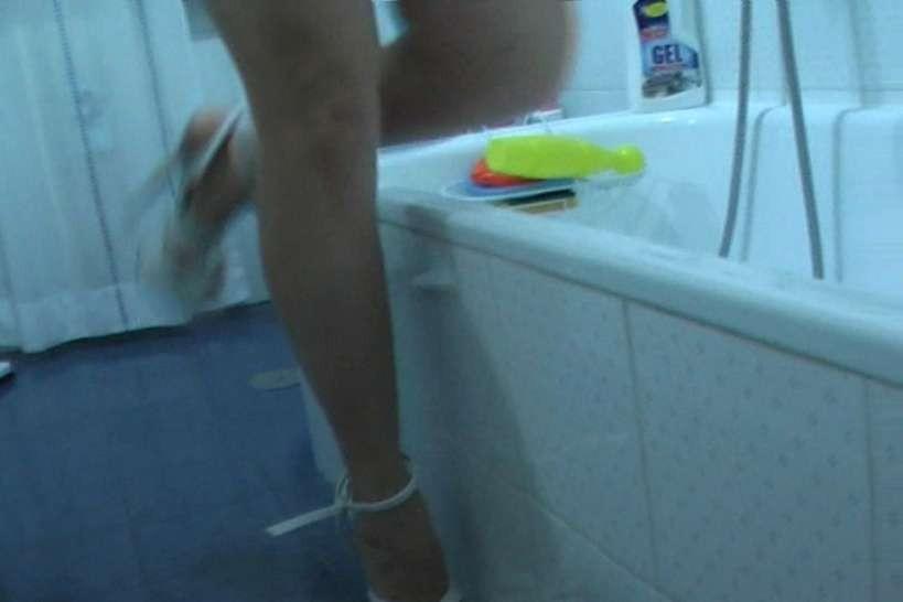 Piss; on white heels