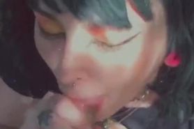 BLOWJOB QUEEN! Thick Goth Slut Drains My Balls INTO Her Mouth In Public