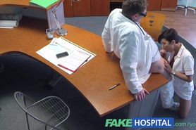FakeHospital Dirty doctor gets his dick deep inside a sexy busty ex porn star during job interview
