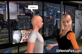Foxy 3D cartoon blonde babe sucking on a hard cock