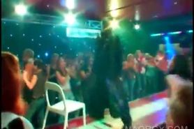 Hot stripper in police suit dancing at a sex party