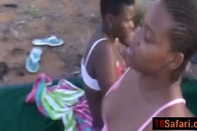 African babes blowing and riding boners outdoors