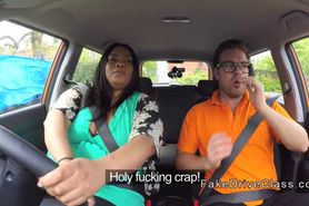 Fat ebony babe bangs her driving instructor