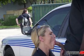 Young dude gets punished by busty cops