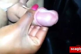 Girlfriend was giving a handjob and playing with my cum
