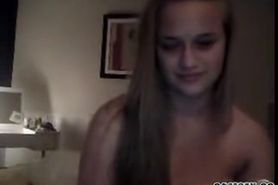 Sexy blonde teen babe masturbates on her live webcam