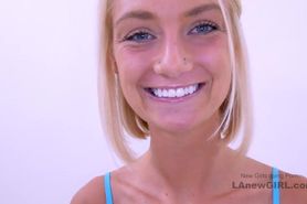 Gorgeous blonde sucks cock and gets fucked at modeling audition