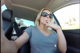 squirting blonde on car