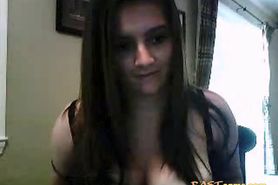Pretty teen whips out her tits and masturbates