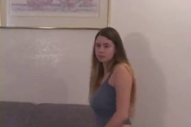 Anna stripping on the sofa