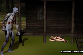 3D Hottie Licked and Fucked Hard by a Zombie