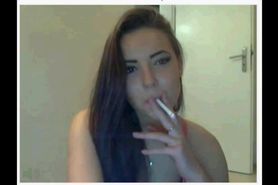 Amazing young brunette girl smoking sexy