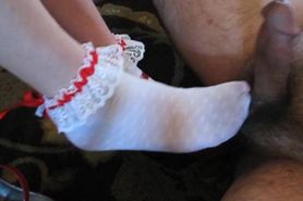 HOMEMADE WIFE CUM ON HEELS AND FRILLY SOCKS