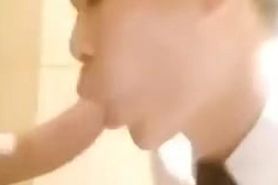 Chinese handsome boy blowjob in the toilet