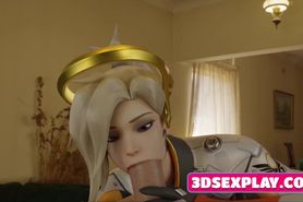 3D Mercy from Overwatch Sucking a Big Dick Anime Compilation