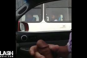 car dickflash for girl on bus
