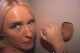 Blonde Amateur Sucking Dick And Taking Facial Through Glory Hole