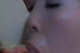 Midori Asuka gets vibrators and cocks in mouth before frigging