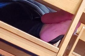 Worn Pink Socks in Library