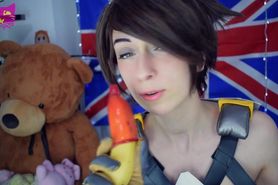 Tracer (Overwatch) Shows you how to wear a condom with her mouth  Safety first!