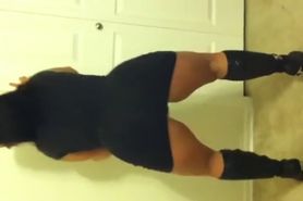 Hot Fat Ass Girl in Sexy Long Boots Shaking Teasing Twerking Dancing Bounce