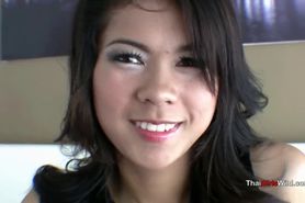 Hot Thai girl gets naked and sucks my cock