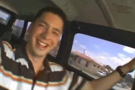 Happy cock riding in a bus