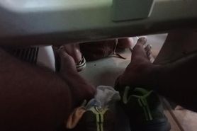 Playing it safe with a mature lady- Footsie in Train