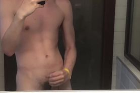 Fit teen boy wanks on holiday
