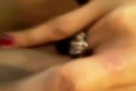 Busty playing with her tits and dildo in her bedroom - video 1
