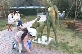 Asian chick is a statue getting some sex part5