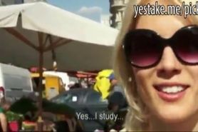 Blonde girl cant resist the money to get fucked in public