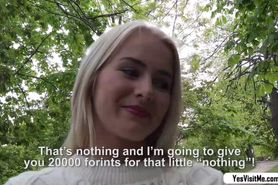 Sexy blonde teen Aisha fucks a stranger for fat cash