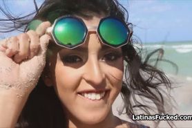 Drilling Latina bikini babe from the beach