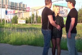 Street PUBLIC Sex Orgy with a Beautiful Blonde Girl
