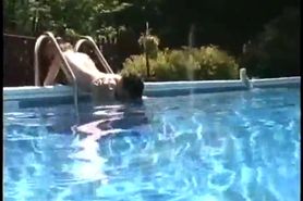 Stunning MILF getting her pussy licked in the pool