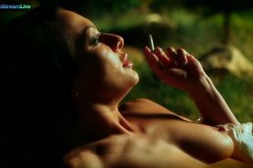 Sandra Romain smokes a cigarette and masturbates in the public park