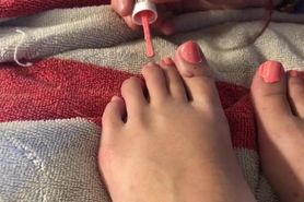 foot worshipping man paints my toenails pink and kisses my feet (my pov)