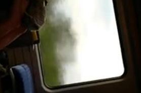 Dickflash near woman on train