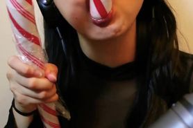 ASMR Lips: Licking Big Candy Cane