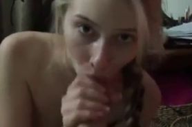 20yr jenny swallowing cum out of a big cock