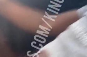 Asian chick sucking black cock while bf callin