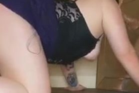 tatted pawg in heels plays with toys while you watch
