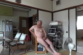 Japanese naked old man masturbation ejaculates