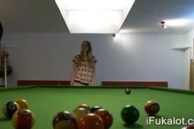 two lezzies masturbation on billiard - video 1