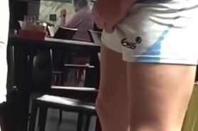 Hot guy in public grabbing his dick