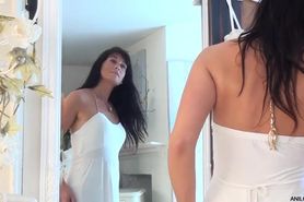 Masturbating - Glamorous Lady With White Stockings Solo Masturbation Brunette, masturbate, solo, Lelani Tizzie