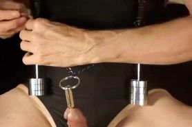 Kinky ballbusting masoslut stretching nipples balls peehole.mp4
