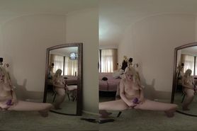 sweet caroline virtual reality vr180 experience young blonde pale teen masturbating in a mirror
